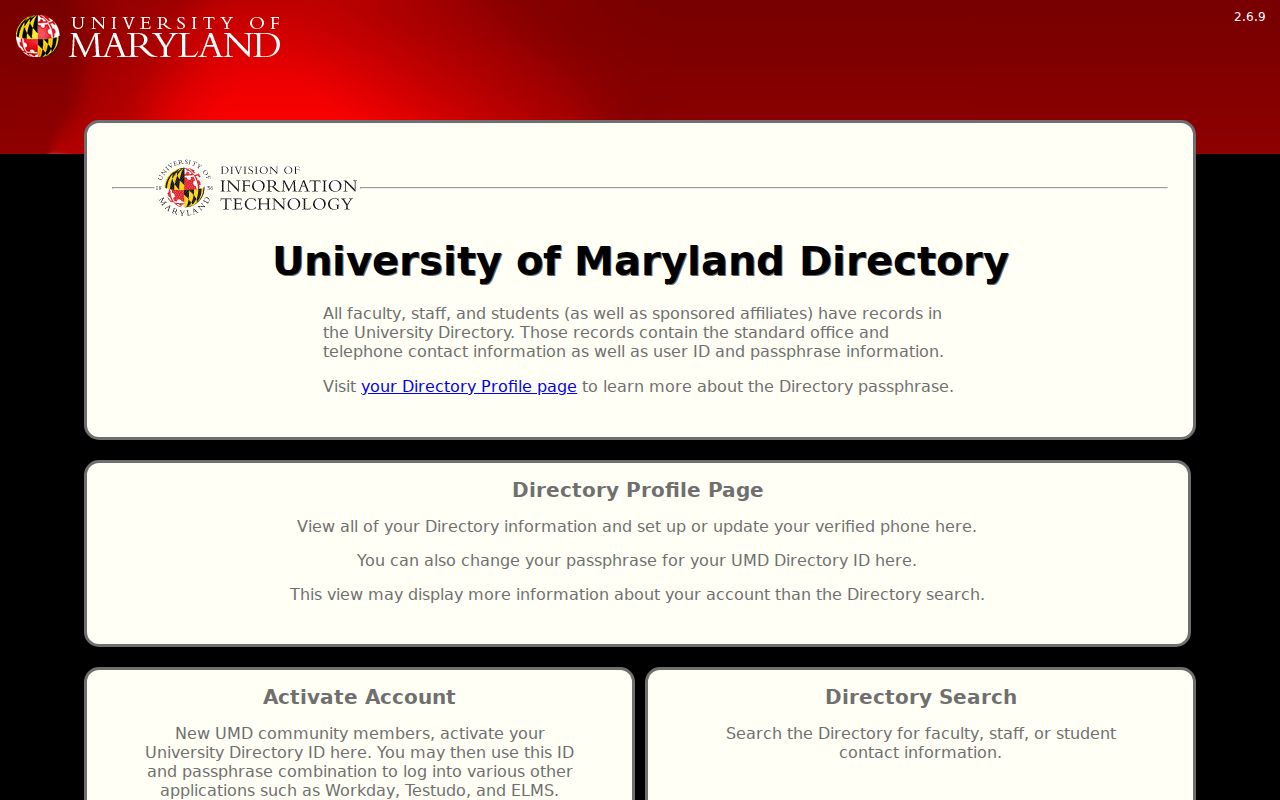 Chillum people directories view of the UMD faculty and staff search