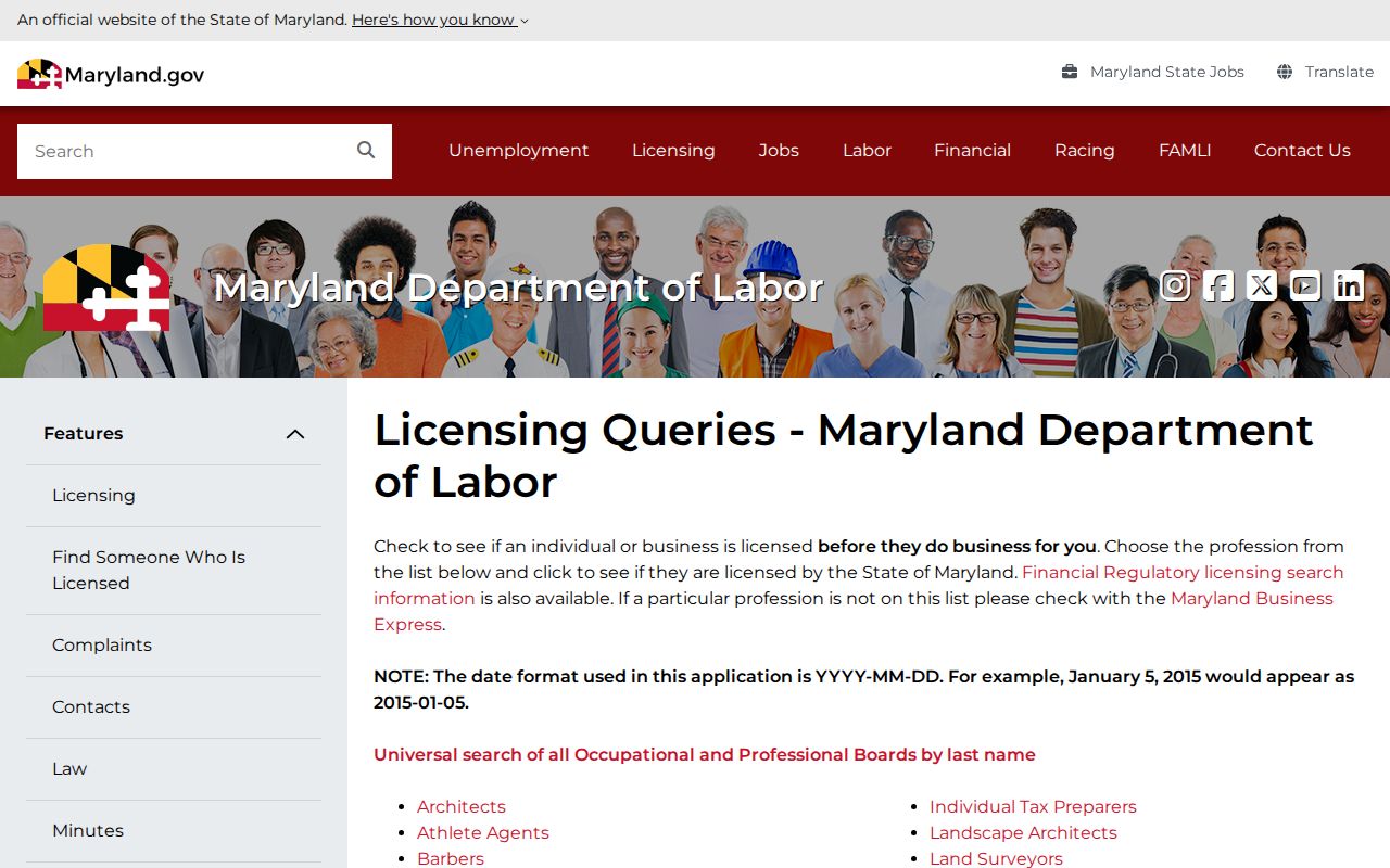 Chillum public records Maryland professional license search